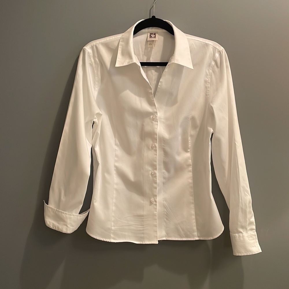 Anne Klein non-iron white 100% cotton shirt